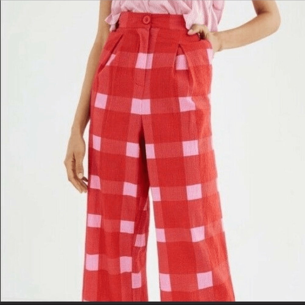 Anthropologie Porridge Preppy Plaid Wide-Leg Pants